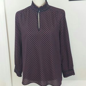 J.Crew ruffle-collar keyhole top size 0 NWOT